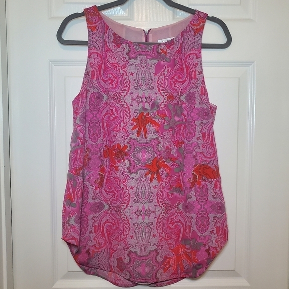 Cabi 127 Pink Jubilee Printed Sleeveless Blouse Sz S - Picture 2 of 10